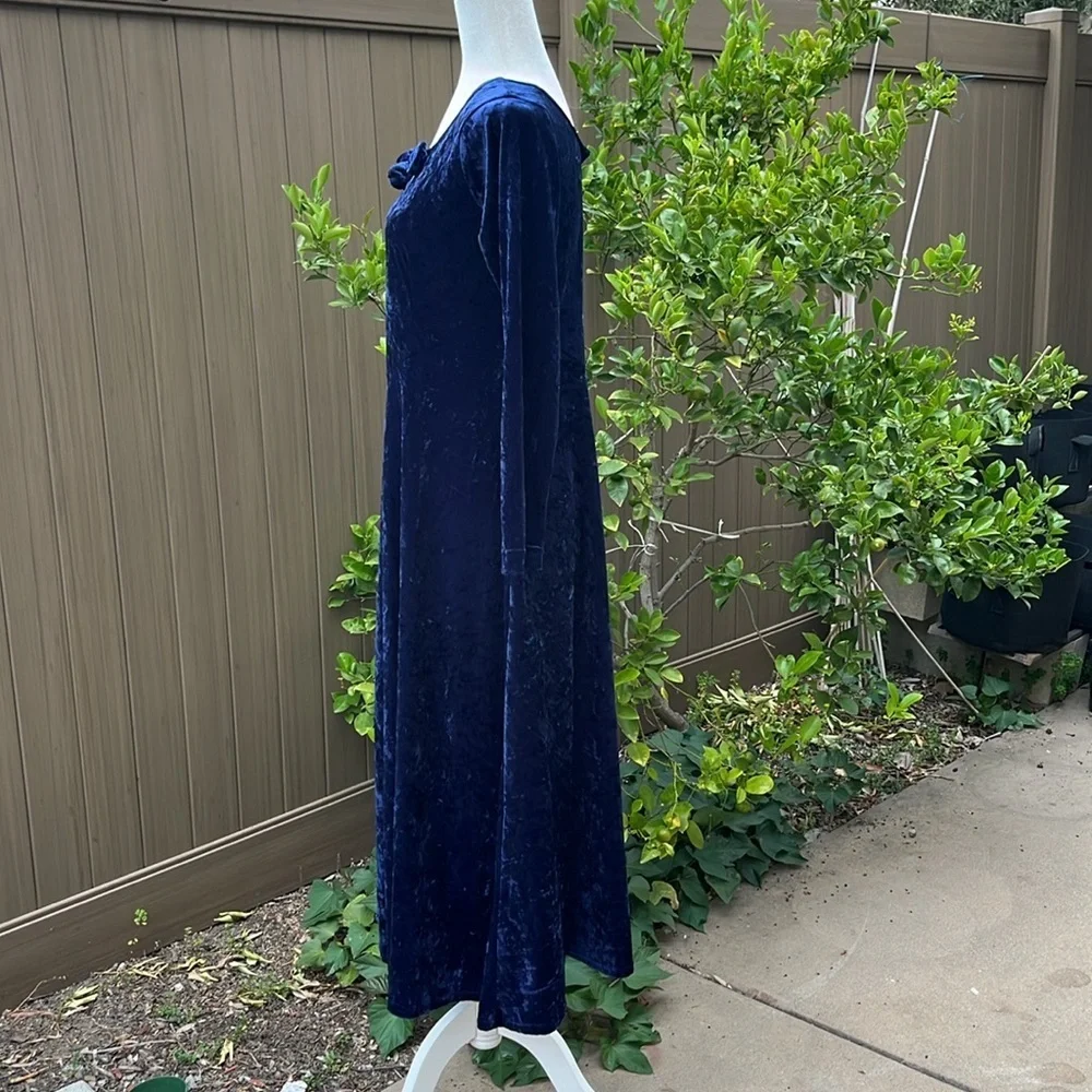 CDC Caren Desiree Co Maxi Dress Women 6 Blue‎ Excellent Vintage Crushed Velvet